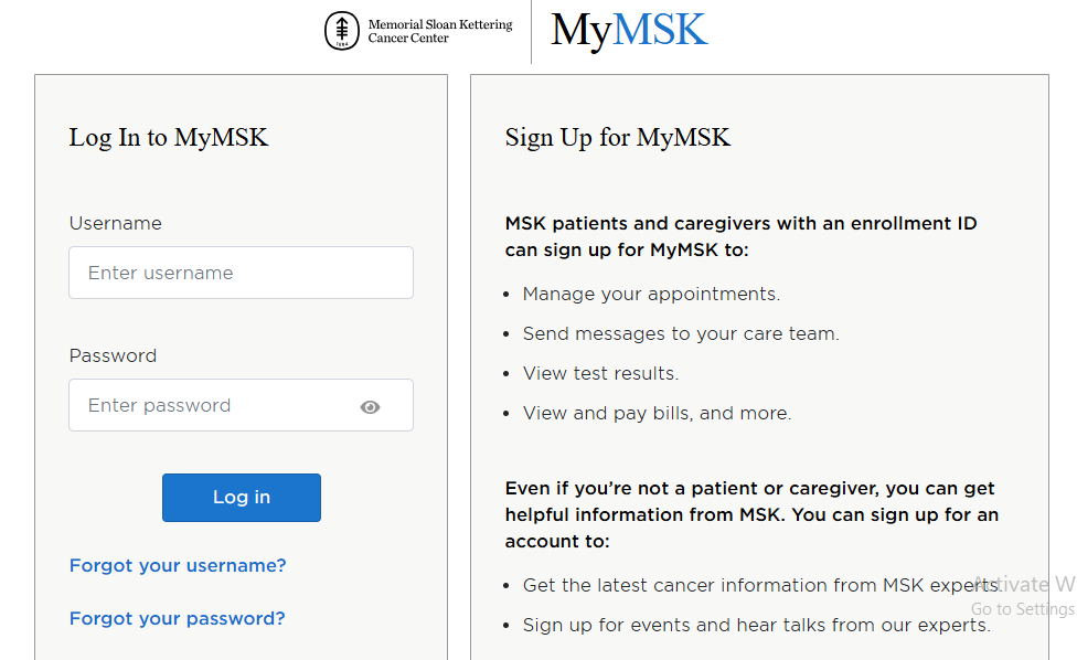 MyMSK - Login MyMSK Patient Portal