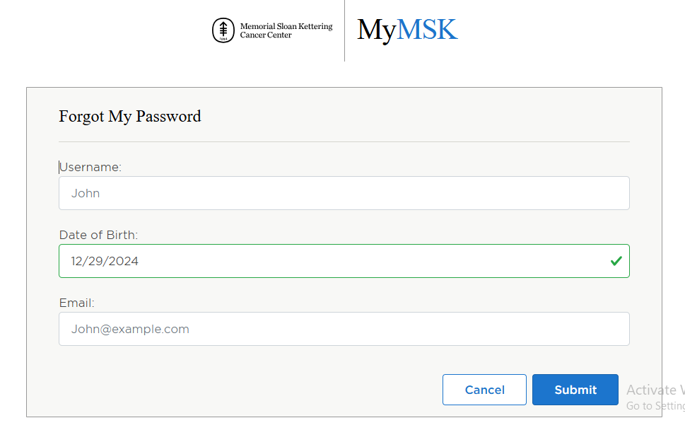 How to Retrieve Your MyMSK Username/Password